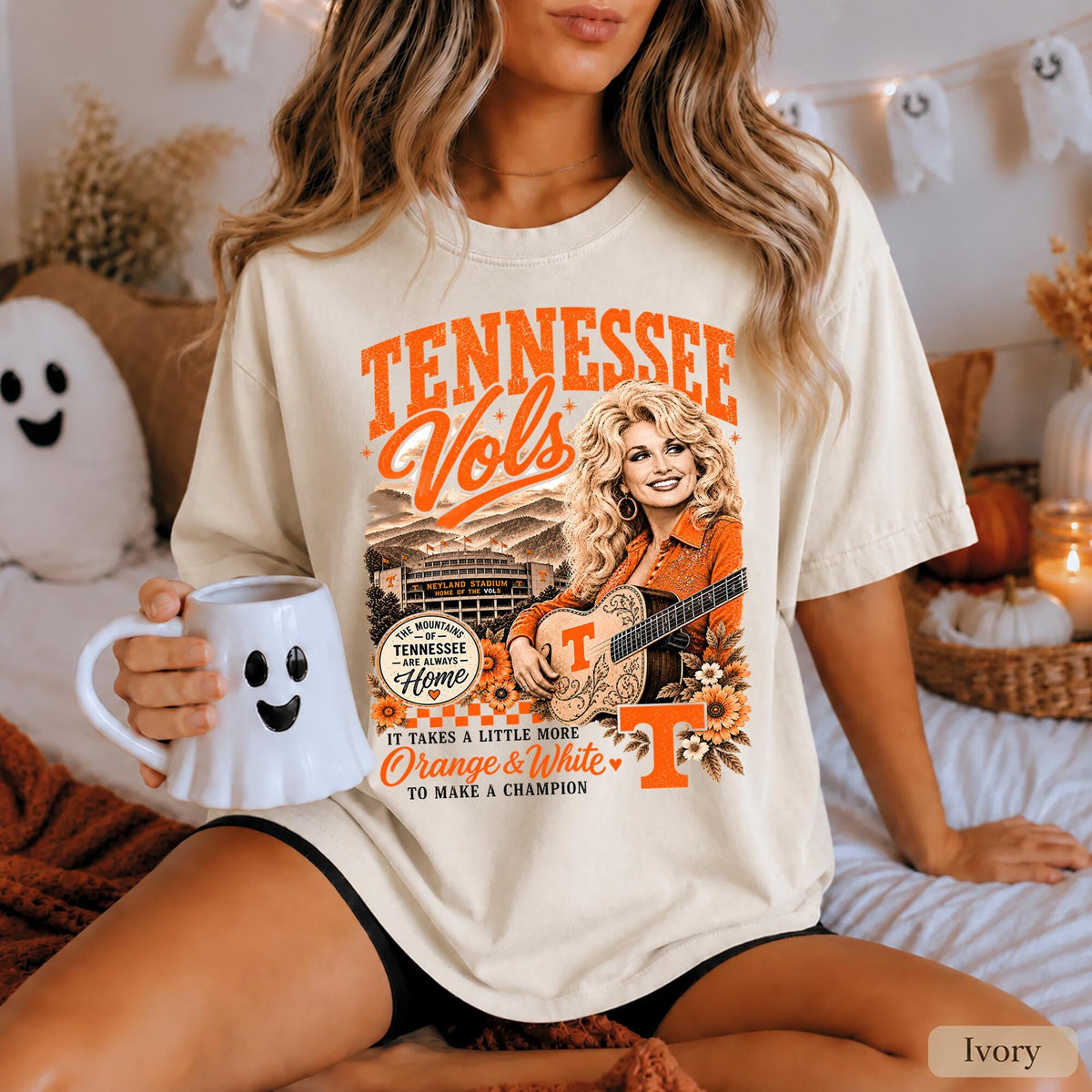 Comfort Colors Dolly Parton Tennessee Shirt Women, Vols Country Music Retro Orange White Graphic Tee, Fan Gift for Her Aesthetic