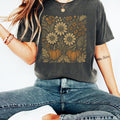 Comfort Colors Pumpkin Sunflower Floral Fall Print Shirt Thanksgiving Flower TShirt Fall Shirt Gift For Her Autumn Seasonal Fall Tee