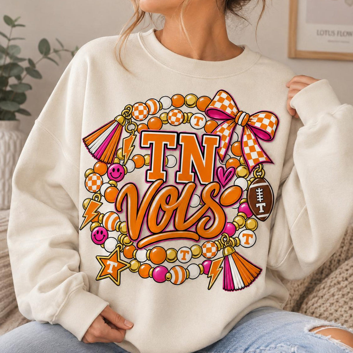 Comfort Colors Tennessee Orange Checker Bow Football Shirt Women, TN Vols Game Day Graphic Tee, Fan Gift for Her Aesthetic