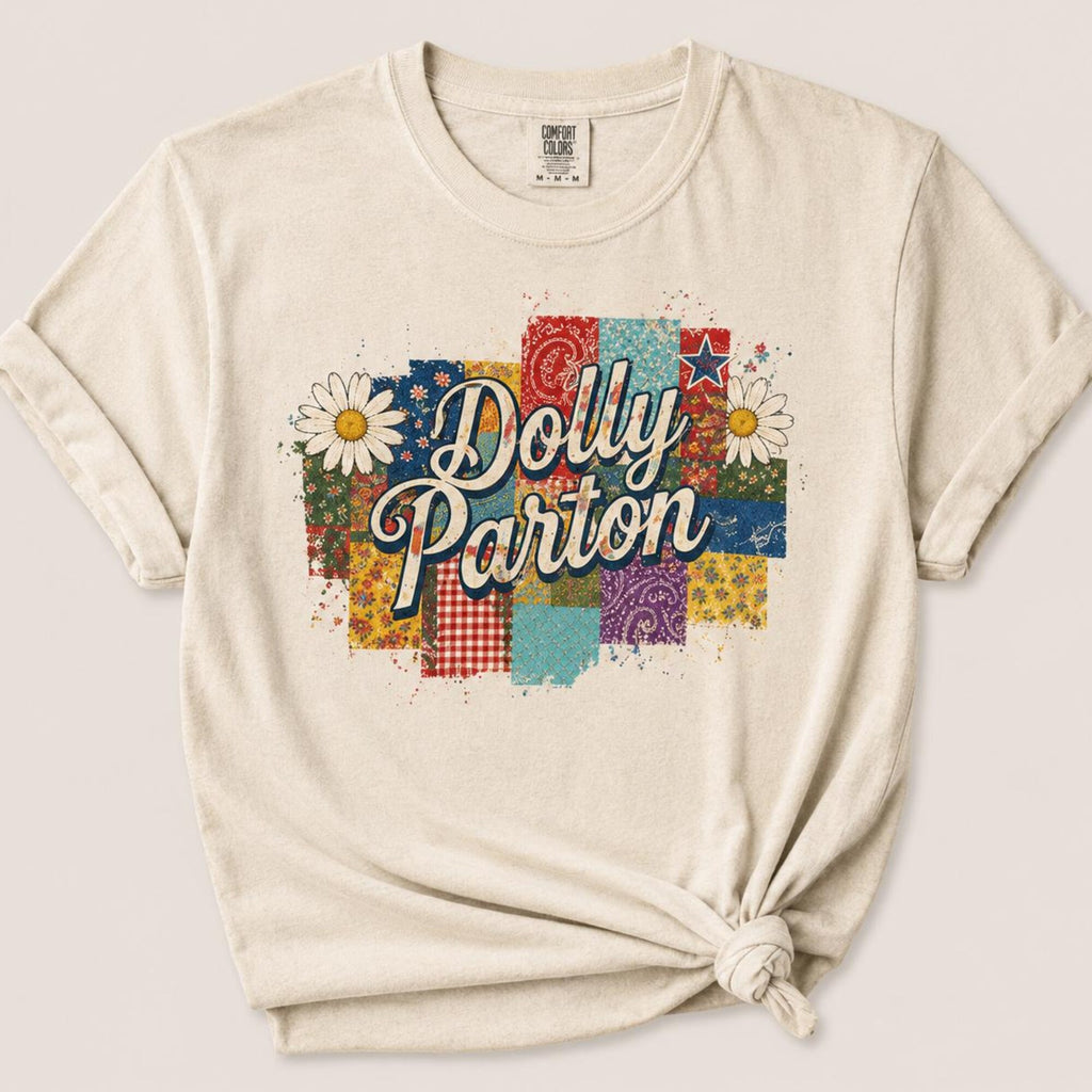 Comfort Colors Retro Dolly Parton Patchwork Daisy Shirt Women, 70s Nashville Country Music Graphic Tee, Fan Gift for Her Aesthetic
