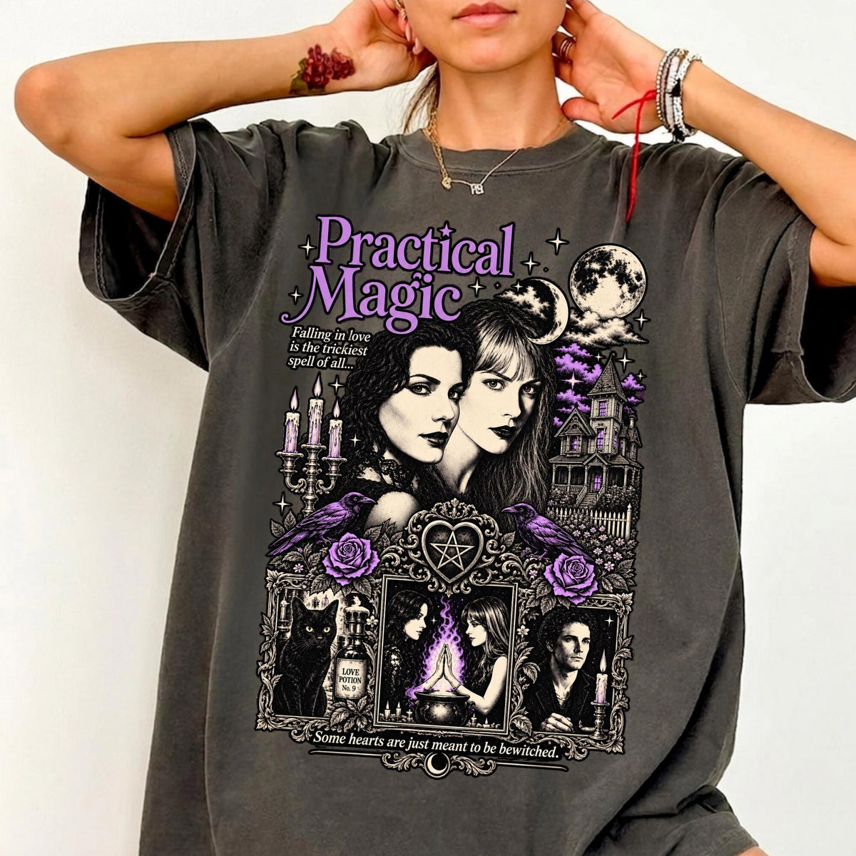 Comfort Colors Practical Magic Owens Sisters Shirt Women, Vintage 90s Witch Movie Whimsigoth Bewitched Halloween Midnight Margaritas Graphic Tee, Gift for Her Aesthetic