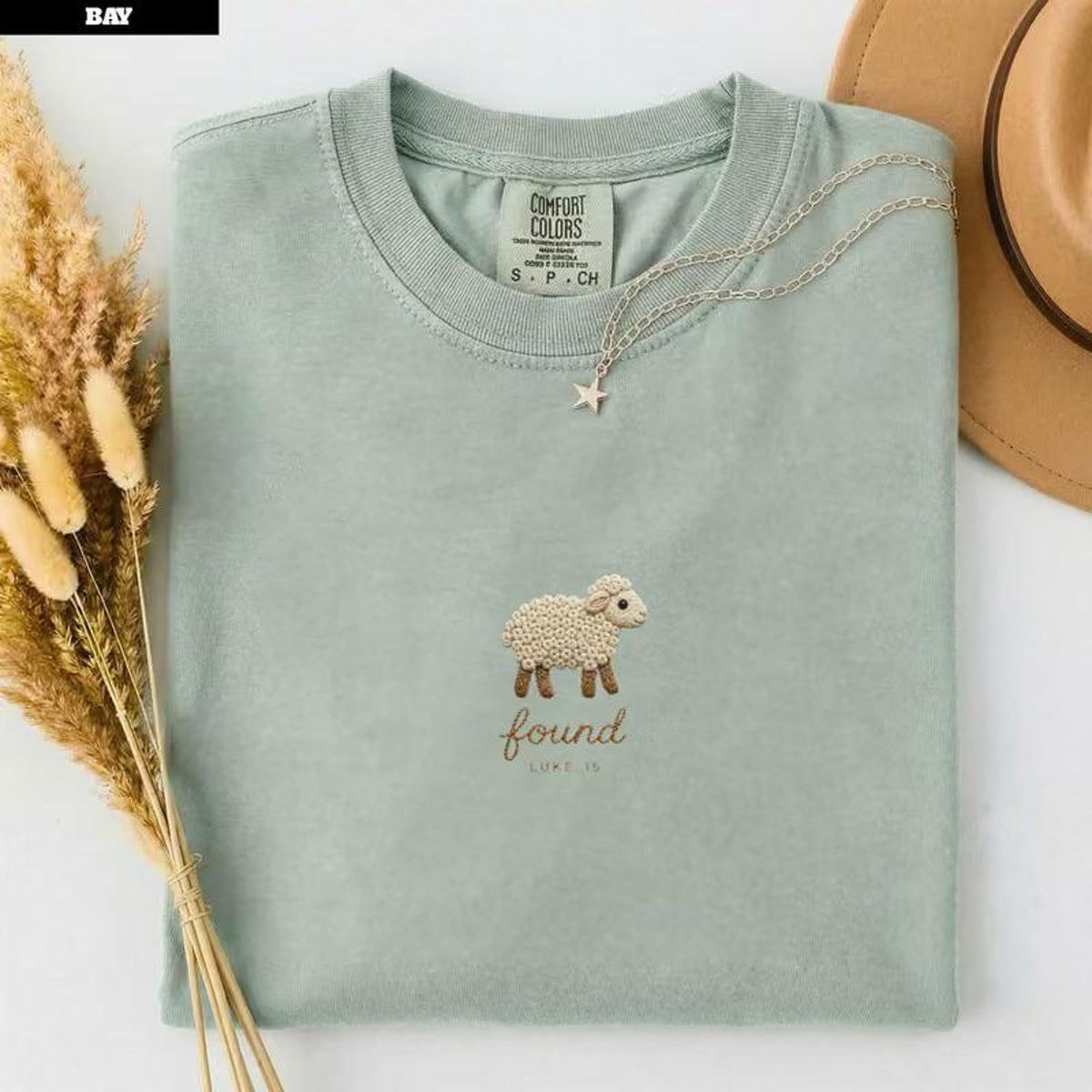 Lost Sheep Shirt Women Minimalist Found Lamb Luke 15 Christian Tee Faux Embroidered Keepsake Dainty Baptism Gift Comfort Colors