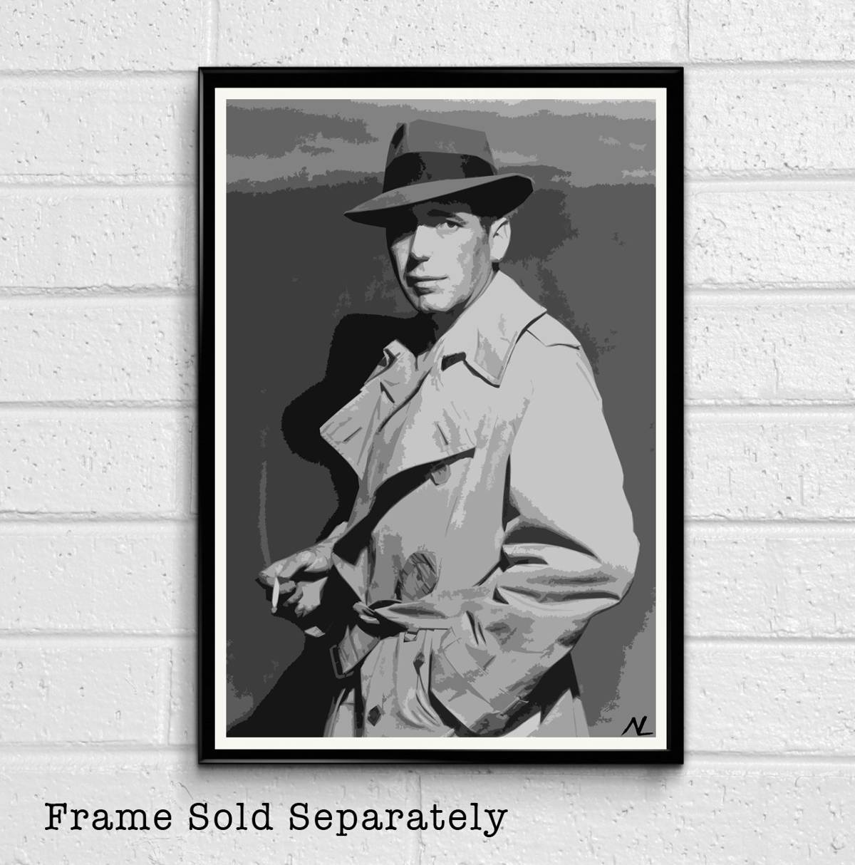 Rick Blaine Humphrey Bogart Casablanca Illustration - Classic Hollywood Film Movie - Poster | Canvas Wall Art Print