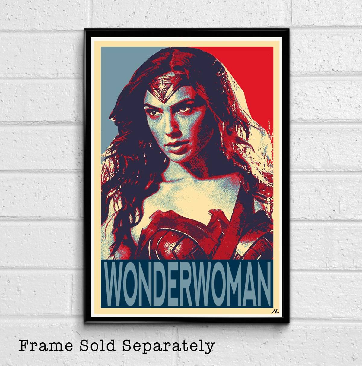 Wonder Woman Political Poster Illustration - Batman V Superman Superhero Movie Comicbook - Poster | Canvas Wall Art Print