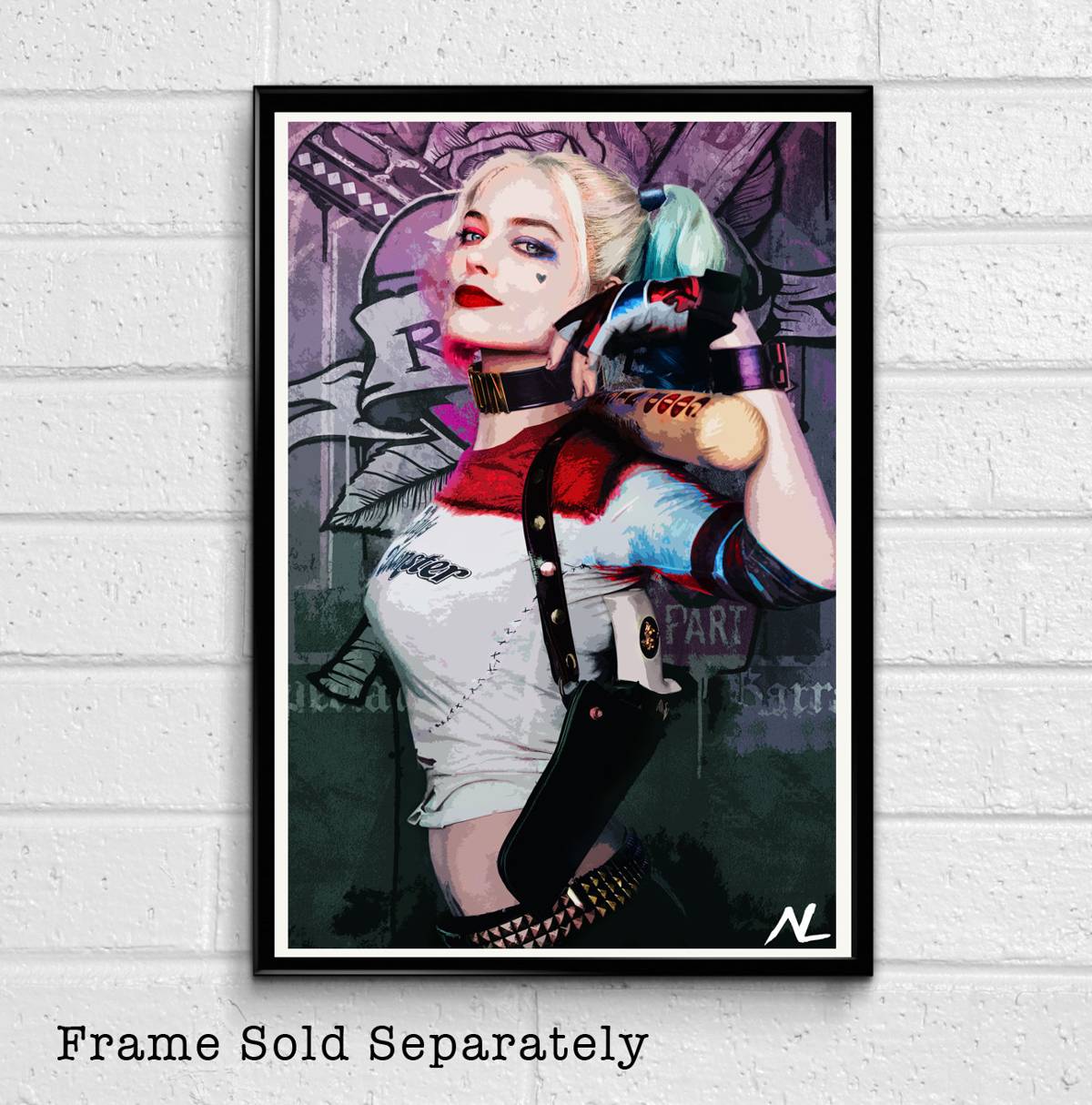 Harley Quinn From Suicide Squad Illustration #1 - Comic Book Film Superhero Movie - Poster | Canvas Wall Art Print