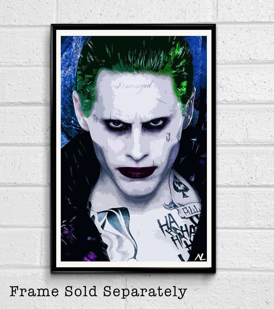 Joker Jared Leto Illustration - Suicide Squad Superhero Comic Book - Poster | Canvas Wall Art Print