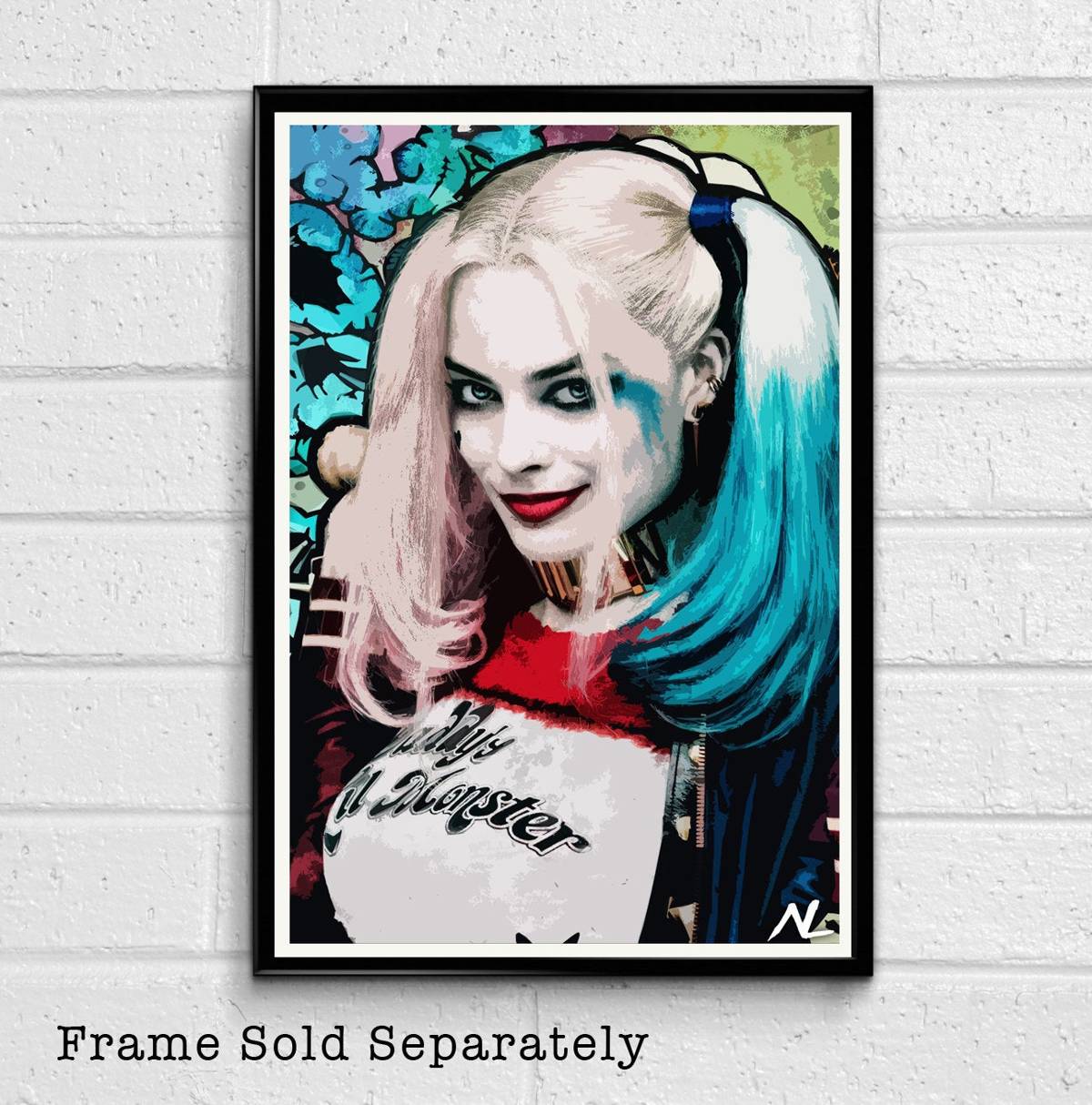 Harley Quinn Margot Robbie Illustration - Suicide Squad Superhero Comic Book - Poster | Canvas Wall Art Print