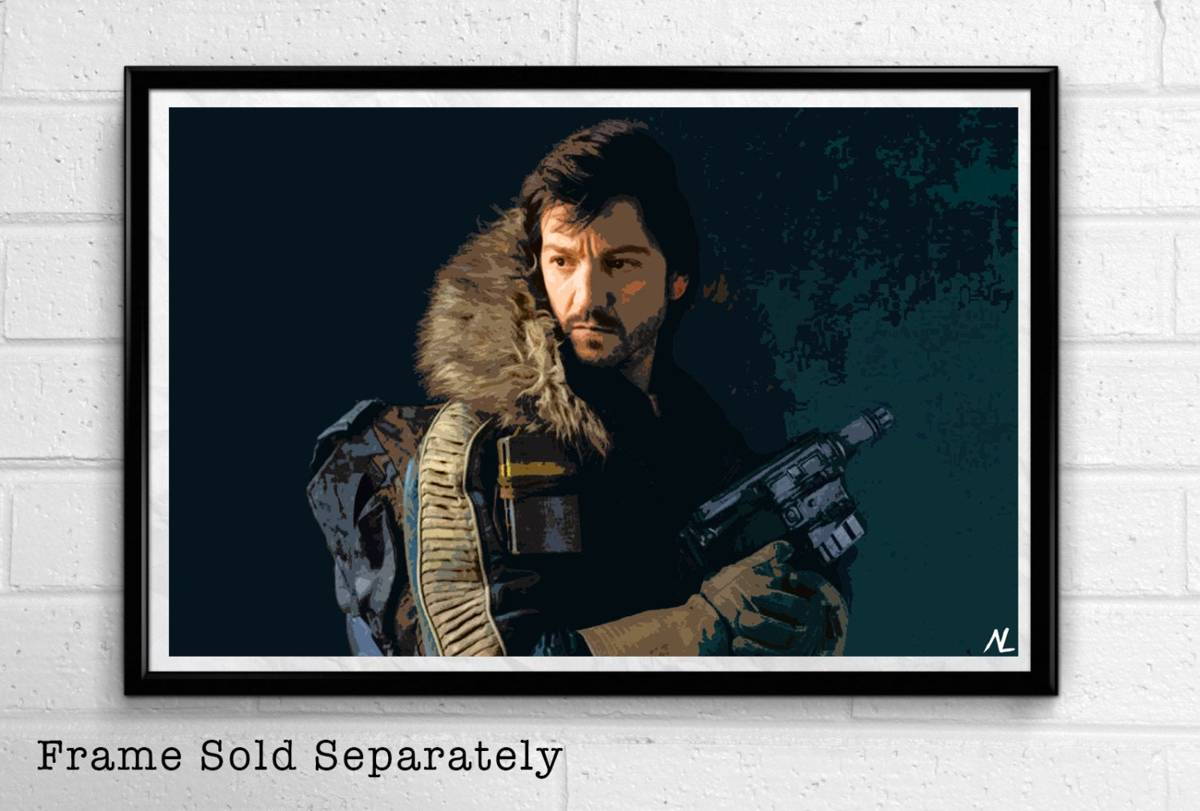 Cassian Andor Star Wars Rogue One Illustration - Diego Luna - Poster | Canvas Wall Art Print
