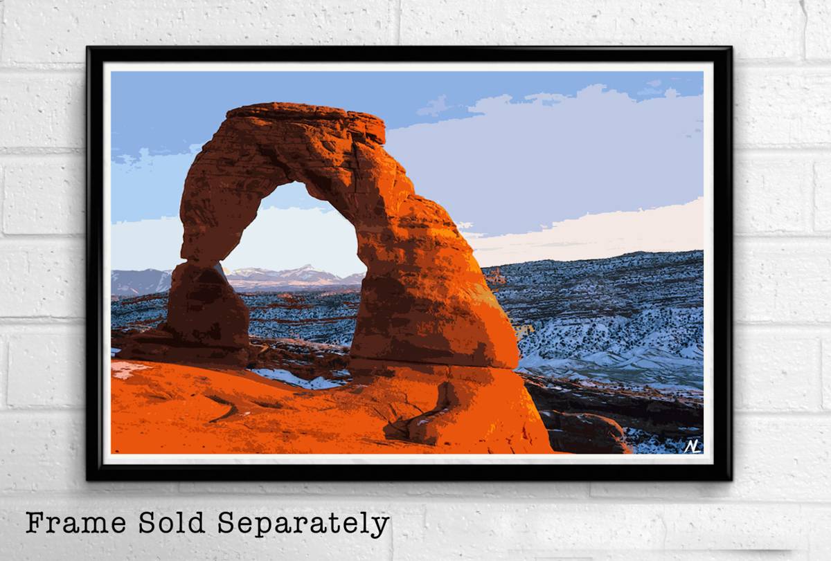 Arches National Park Illustration #1 - Utah Desert Landscape Red Rocks - Poster | Canvas Wall Art Print