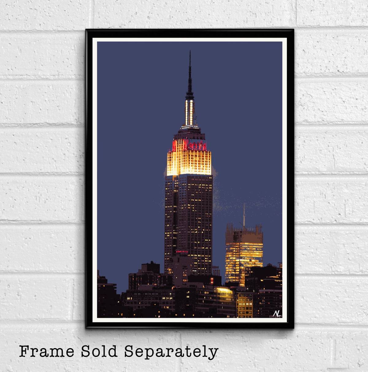 Empire State Building Illustration #4 - New York City Nyc Landscape Landmark - Poster | Canvas Wall Art Print