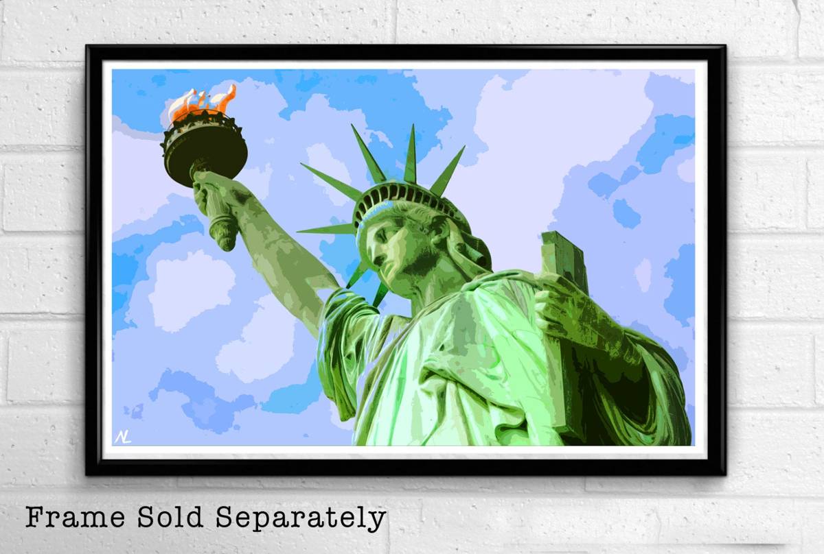 Statue Of Liberty Illustration #2 - New York City Landscape Nyc Landmark - Poster | Canvas Wall Art Print