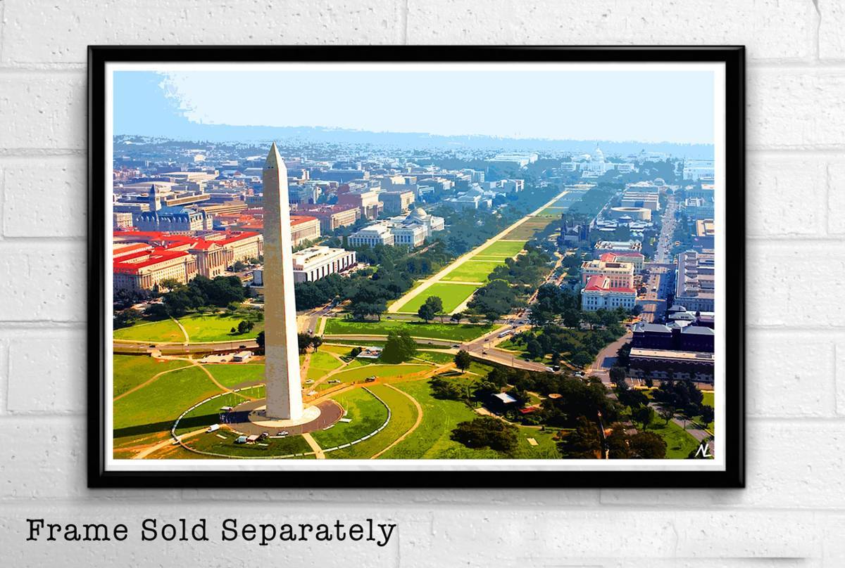 Washington Monument Illustration #2 - Washington Dc Landscape American United States - Poster | Canvas Wall Art Print