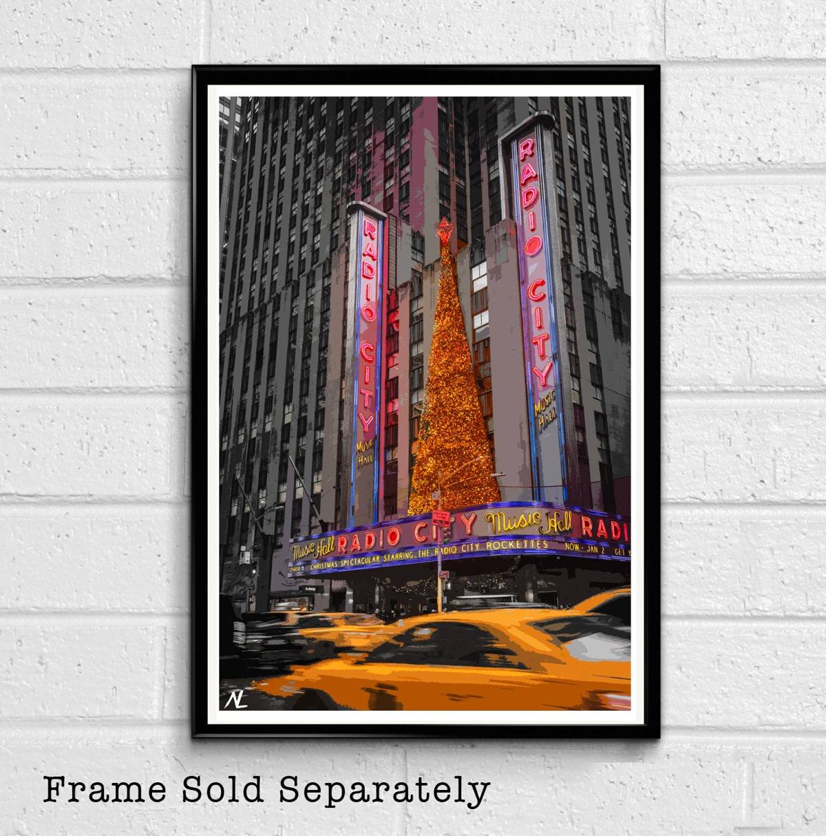 Radio City Music Hall Illustration - New York City Nyc Landmark American United States Landmark - Poster | Canvas Wall Art Print