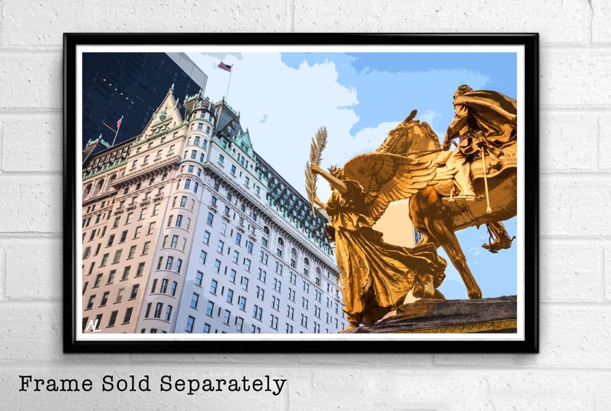New York City Plaza Hotel Illustration - Central Park Nyc American United States Landmark - Poster | Canvas Wall Art Print