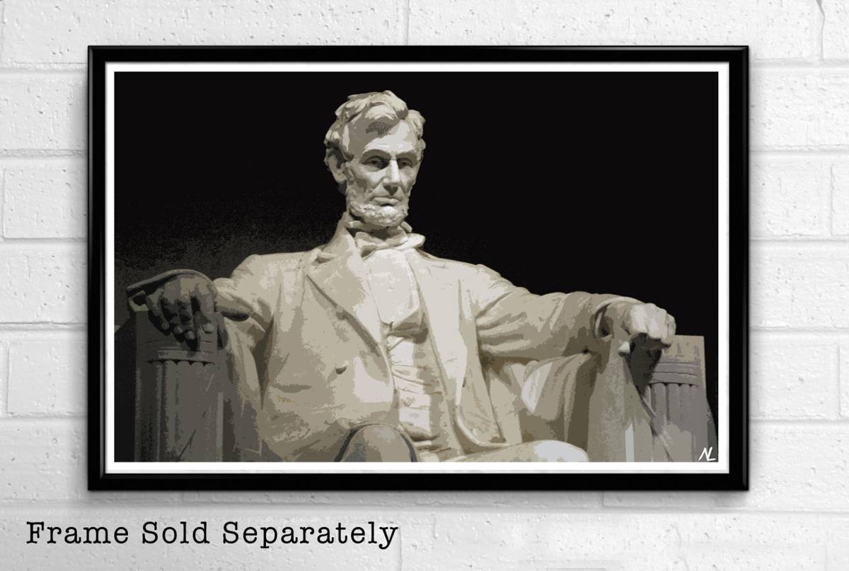 Lincoln Memorial Illustration - President Washington Dc Landmark American United States - Poster | Canvas Wall Art Print