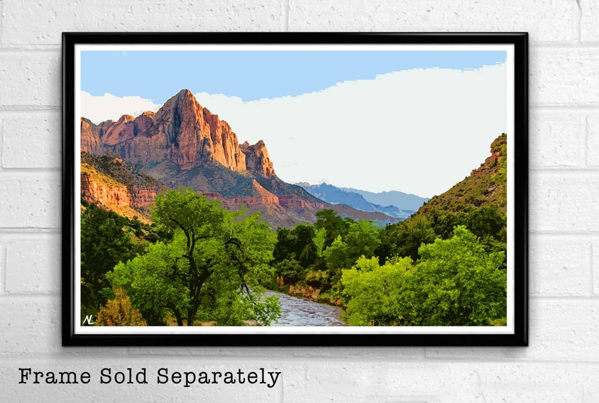 Zion National Park Illustration - Nature Desert Utah Landscape American United States - Poster | Canvas Wall Art Print