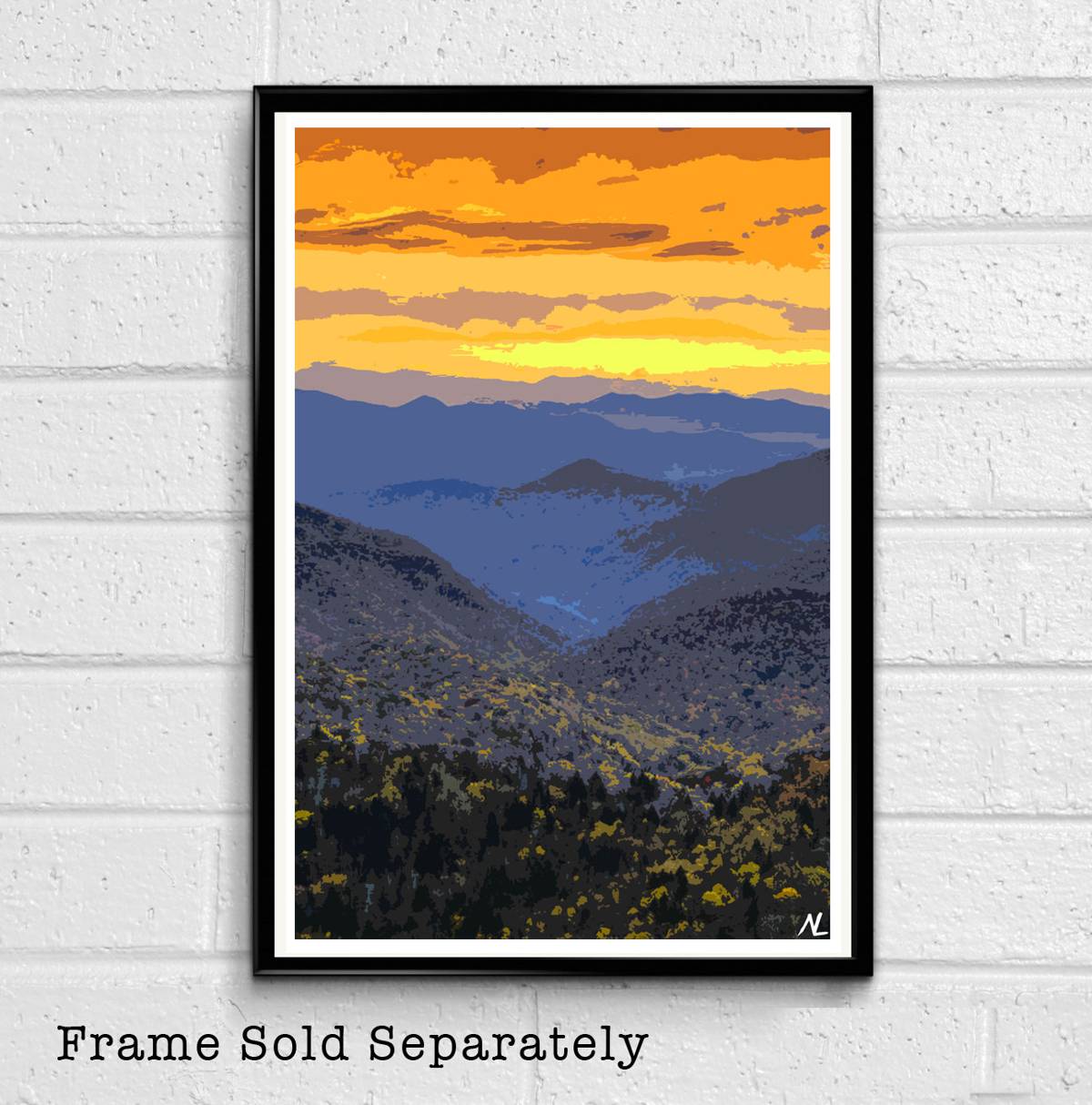Great Smoky Mountains National Park Illustration - Tennessee Landscape American United States - Poster | Canvas Wall Art Print