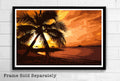 Tropical Palm Trees Orange Sunset Illustration #2 - Hawaii Pacific Ocean Landscape American - Poster | Canvas Wall Art Print