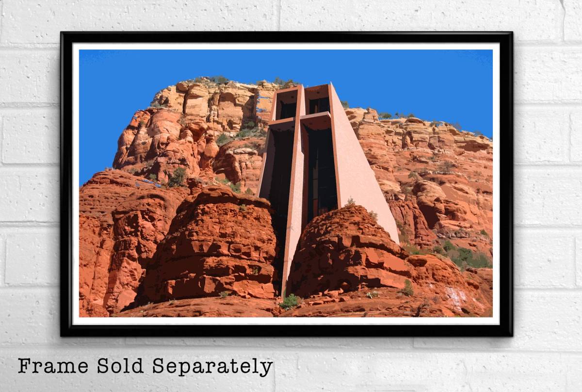 Sedona Chapel Of The Holy Cross Illustration #1 -Landmark Desert Arizona American United States - Poster | Canvas Wall Art Print