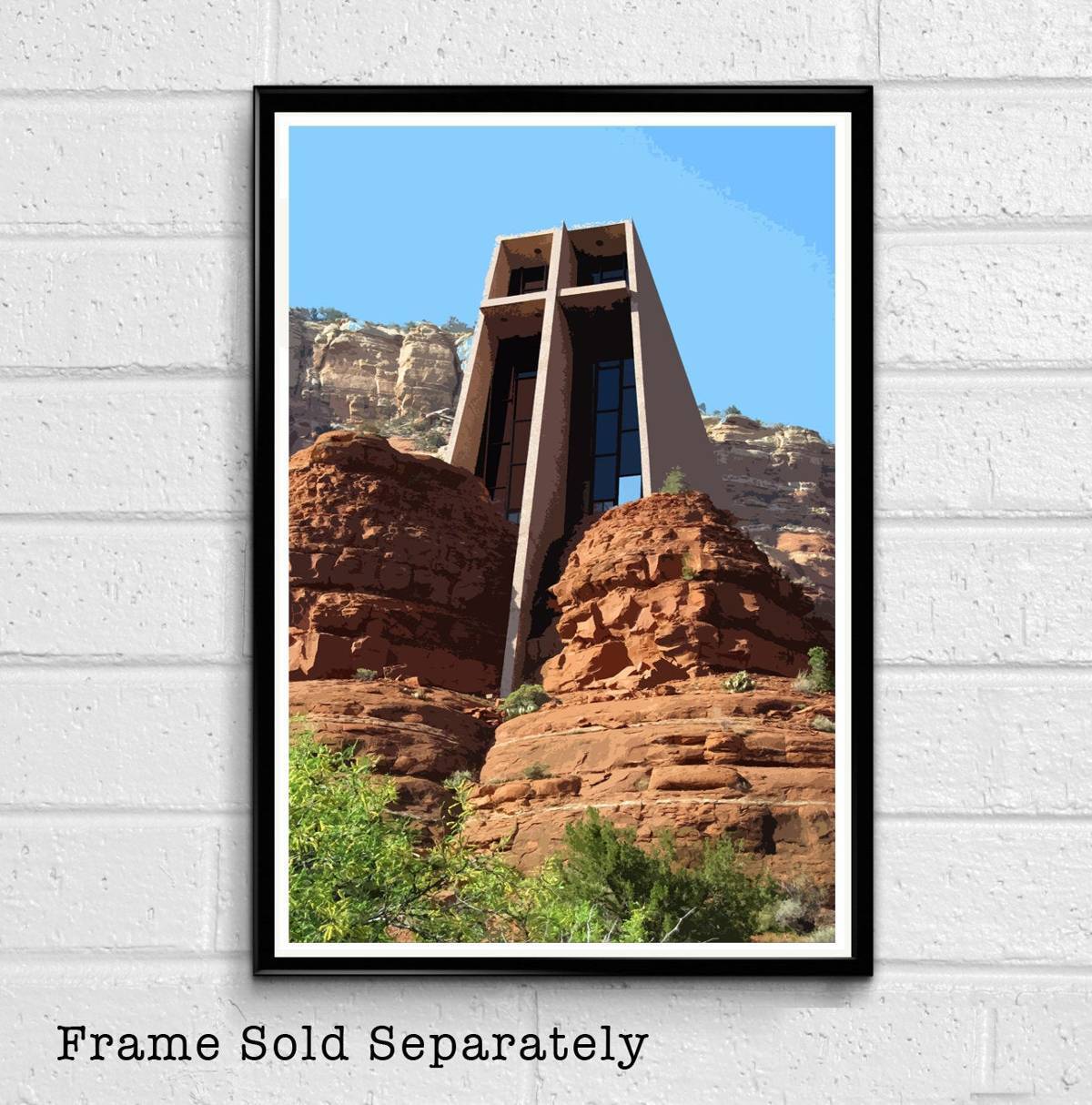 Sedona Chapel Of The Holy Cross Illustration #2 -Landmark Desert Arizona American United States - Poster | Canvas Wall Art Print