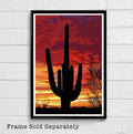 Saguaro National Park Sunset Illustration #2 - Arizona Desert Cactus Landscape - Poster | Canvas Wall Art Print
