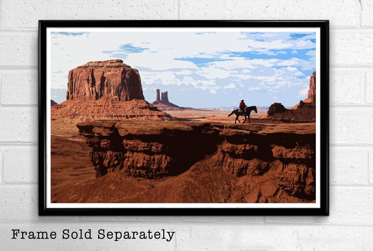 Monument Valley Illustration #3 - American Desert Landscape Arizona Red Rocks United States Travel - Poster | Canvas Wall Art Print