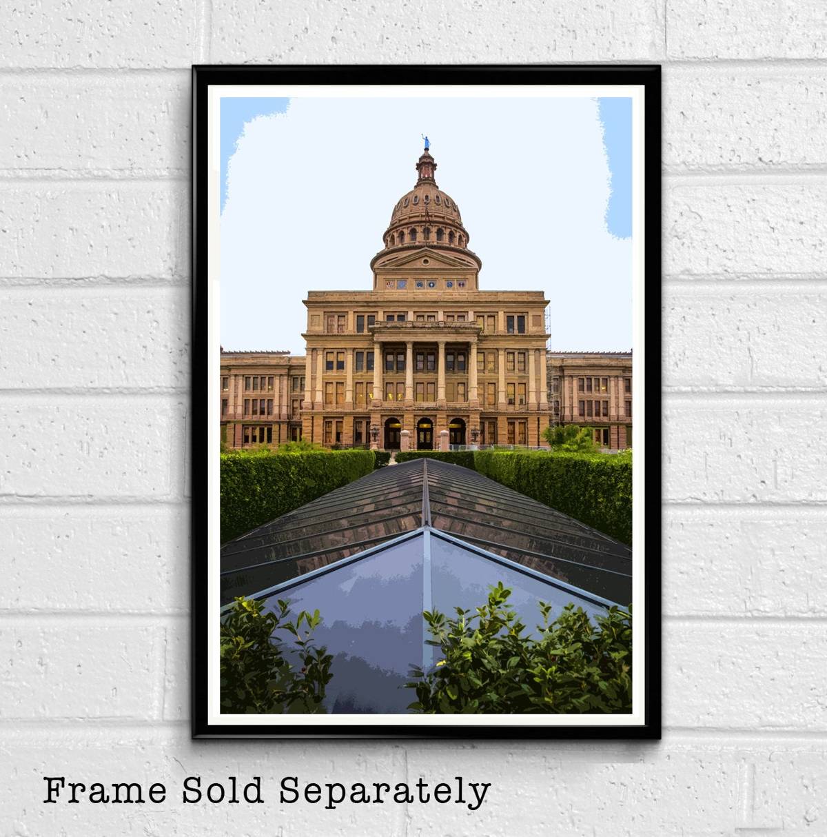 Austin Texas State Capitol Building Illustration - American Landmark United States Travel - Poster | Canvas Wall Art Print