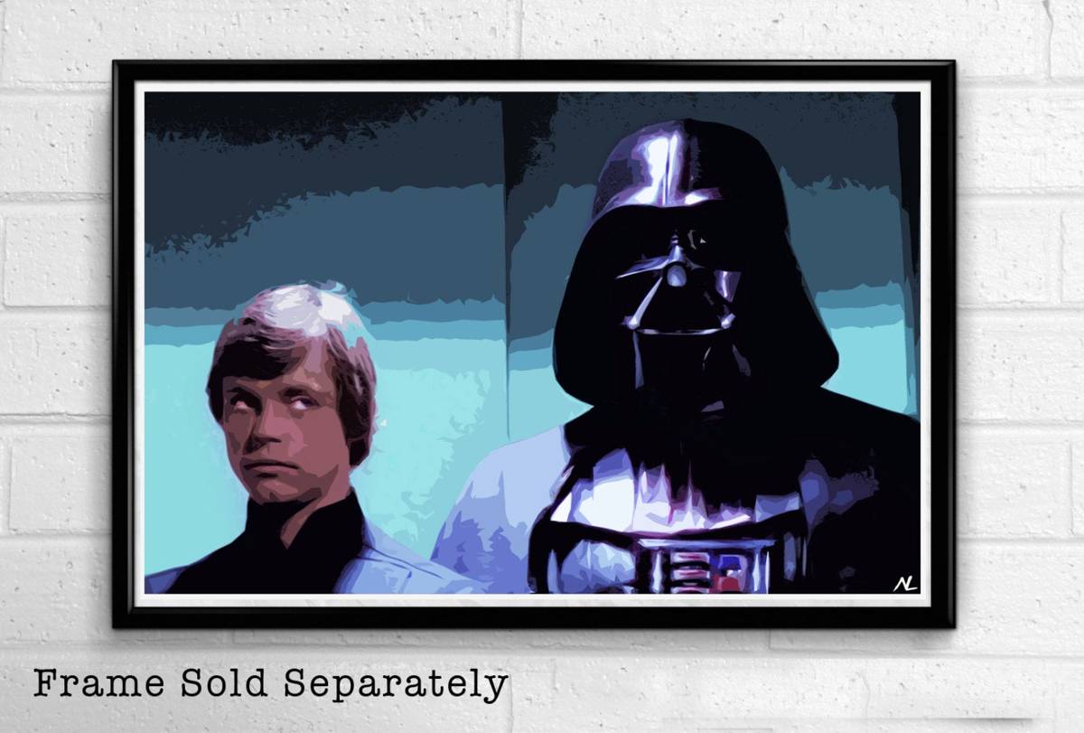 Luke Skywalker And Darth Vader Star Wars Illustration #2 - Movie Film Geeky Nerdy - Poster | Canvas Wall Art Print