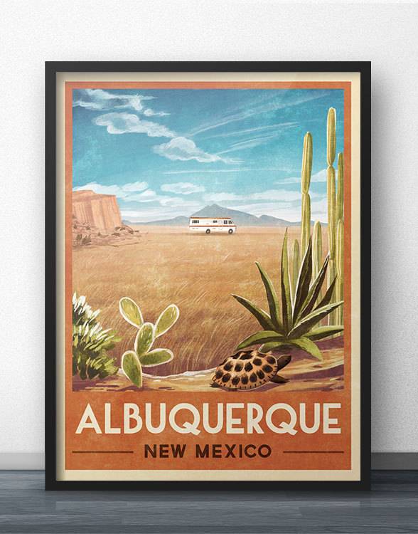 Breaking Bad Rv Vintage Travel Poster Of Albuquerque, New Mexico – Poster | Canvas Wall Art Print