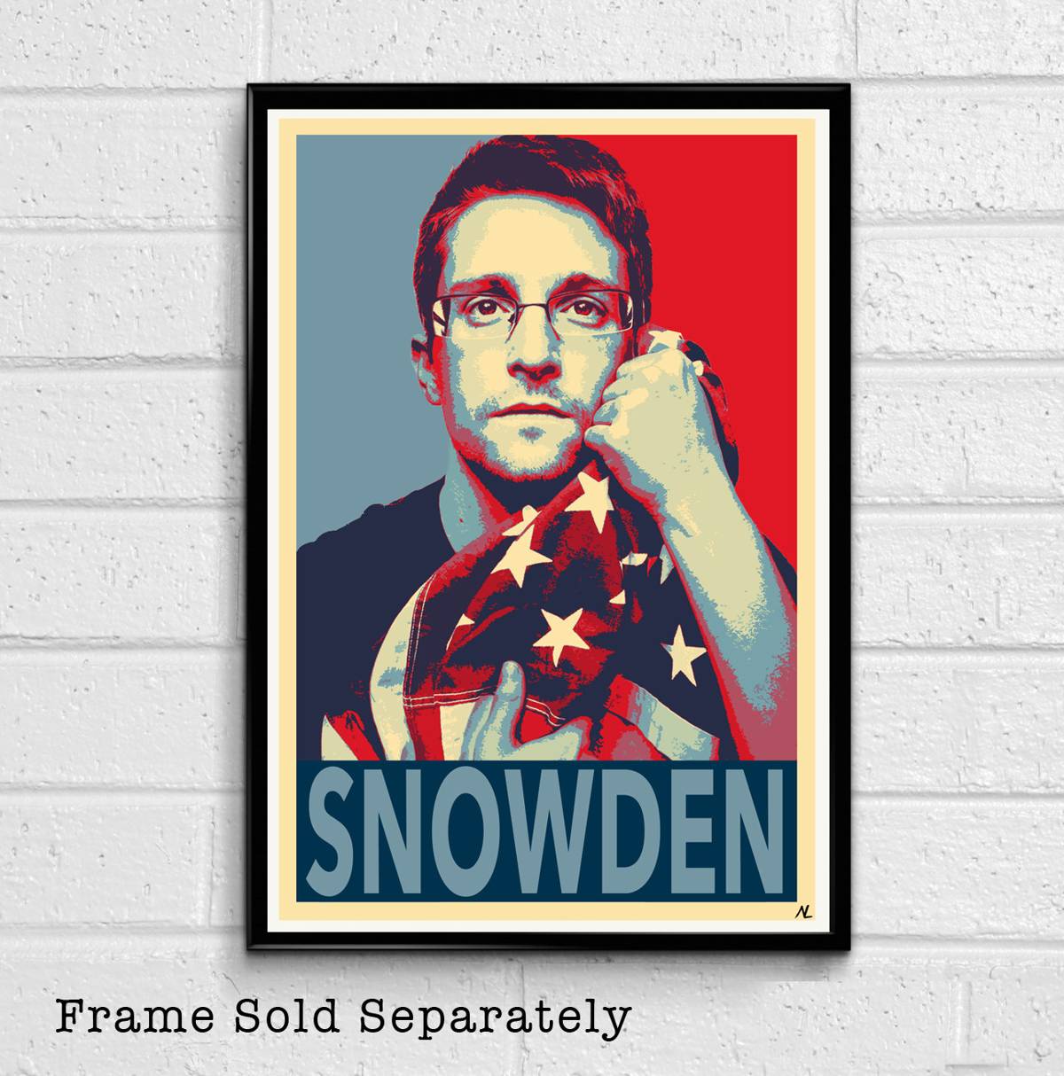 Edward Snowden Political Illustration - American Nsa Rebel Cia - Poster | Canvas Wall Art Print