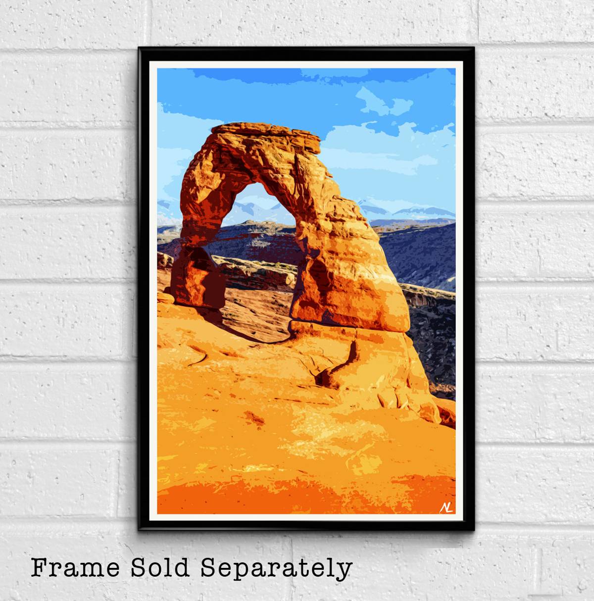 Arches National Park Illustration #2 - Utah Desert Landscape Red Rocks - Poster | Canvas Wall Art Print