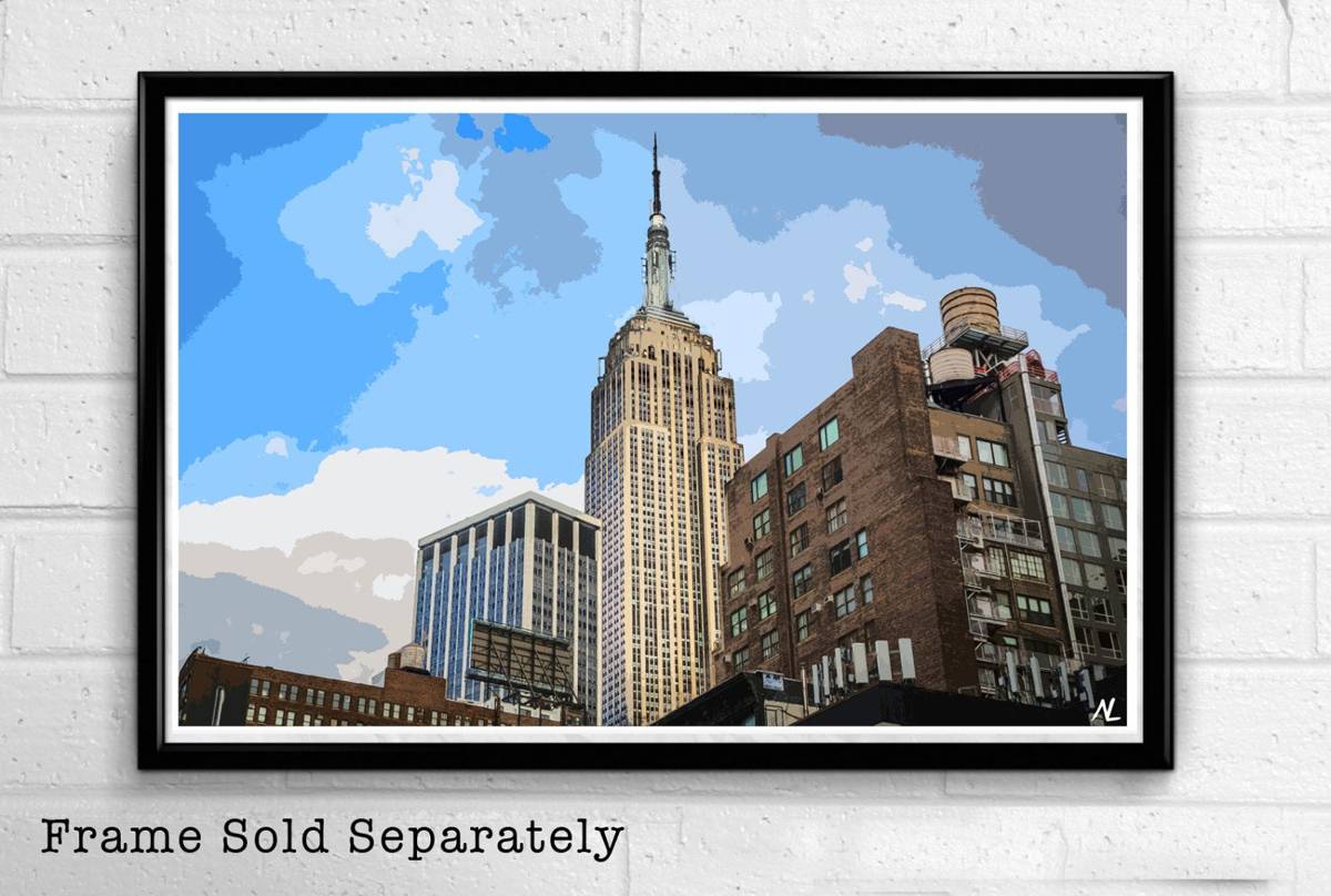 Empire State Building Illustration #2 - New York City Landscape Nyc Landmark - Poster | Canvas Wall Art Print