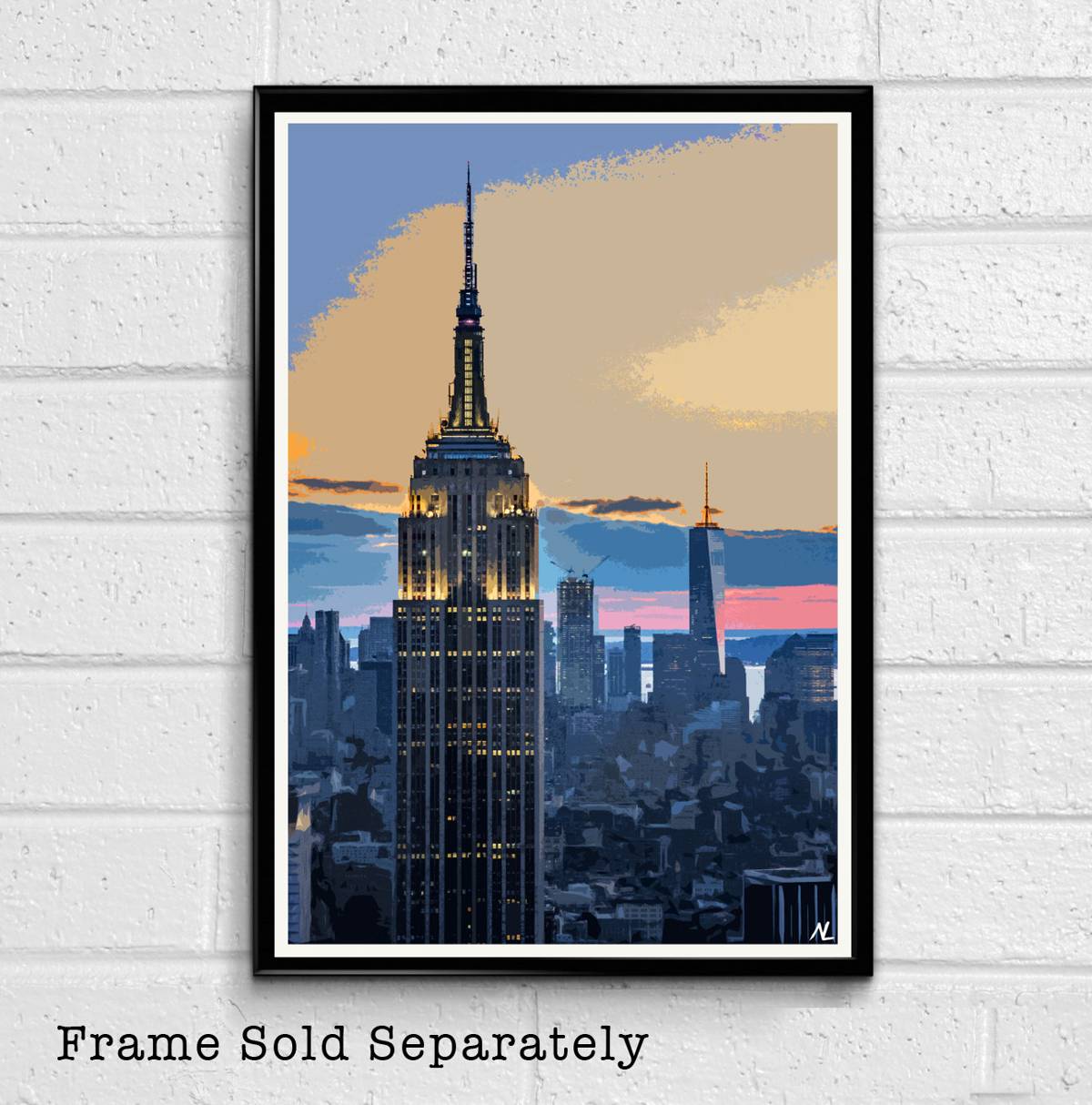 Empire State Building Illustration #3 - New York City Landmark Nyc Landscape - Poster | Canvas Wall Art Print