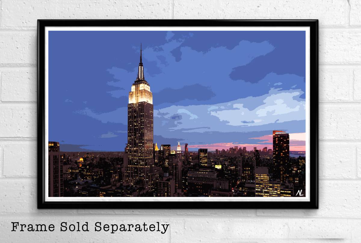 Empire State Building Illustration #5 - New York City Landscape Nyc Landmark - Poster | Canvas Wall Art Print
