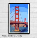 Golden Gate Bridge Illustration - California San Francisco Landscape American United States - Poster | Canvas Wall Art Print