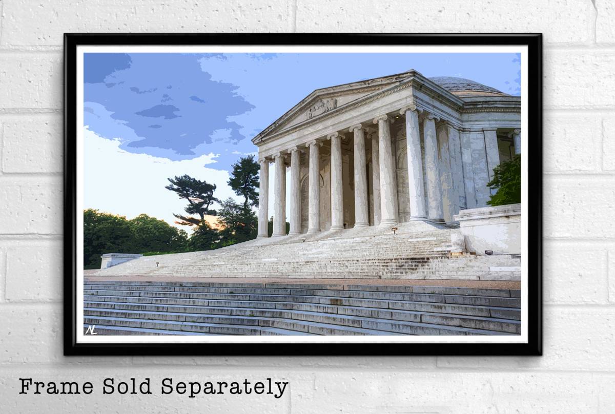 Thomas Jefferson Memorial Illustration #2 - Washington Dc Landscape American United States - Poster | Canvas Wall Art Print