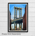 Manhattan Bridge New York City Illustration - Nyc Landmark American United States Landmark - Poster | Canvas Wall Art Print
