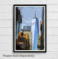 One World Trade Center New York City Illustration -Nyc Landmark American United States Landmark - Poster | Canvas Wall Art Print