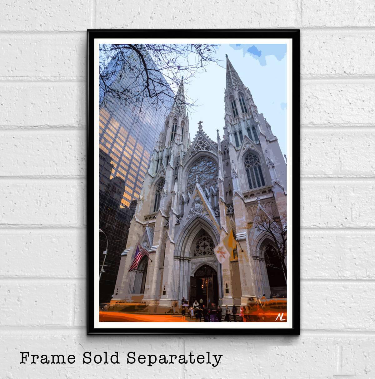 New York City St Patrick'S Cathedral Illustration - Nyc Landmark American United States - Poster | Canvas Wall Art Print