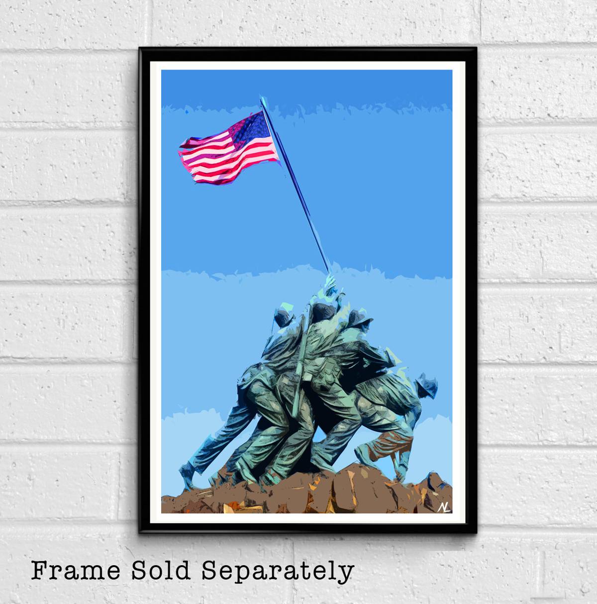Marine Corps War Memorial Illustration - Washington Dc Landscape American United States - Poster | Canvas Wall Art Print
