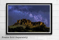 Superstition Mountains Milky Way Illustration - Desert Arizona Landscape American United States - Poster | Canvas Wall Art Print