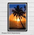 Tropical Palm Trees Sunset Illustration #3 - Hawaii Nature Pacific Landscape American - Poster | Canvas Wall Art Print
