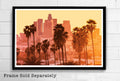 Los Angeles Palm Trees Orange Sunset Illustration - California City American Landscape Travel - Poster | Canvas Wall Art Print