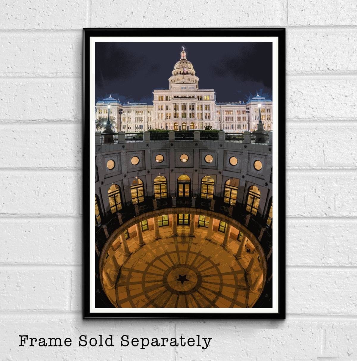 Austin Texas State Capitol Building Illustration #2 - United States Monument Landmark American - Poster | Canvas Wall Art Print