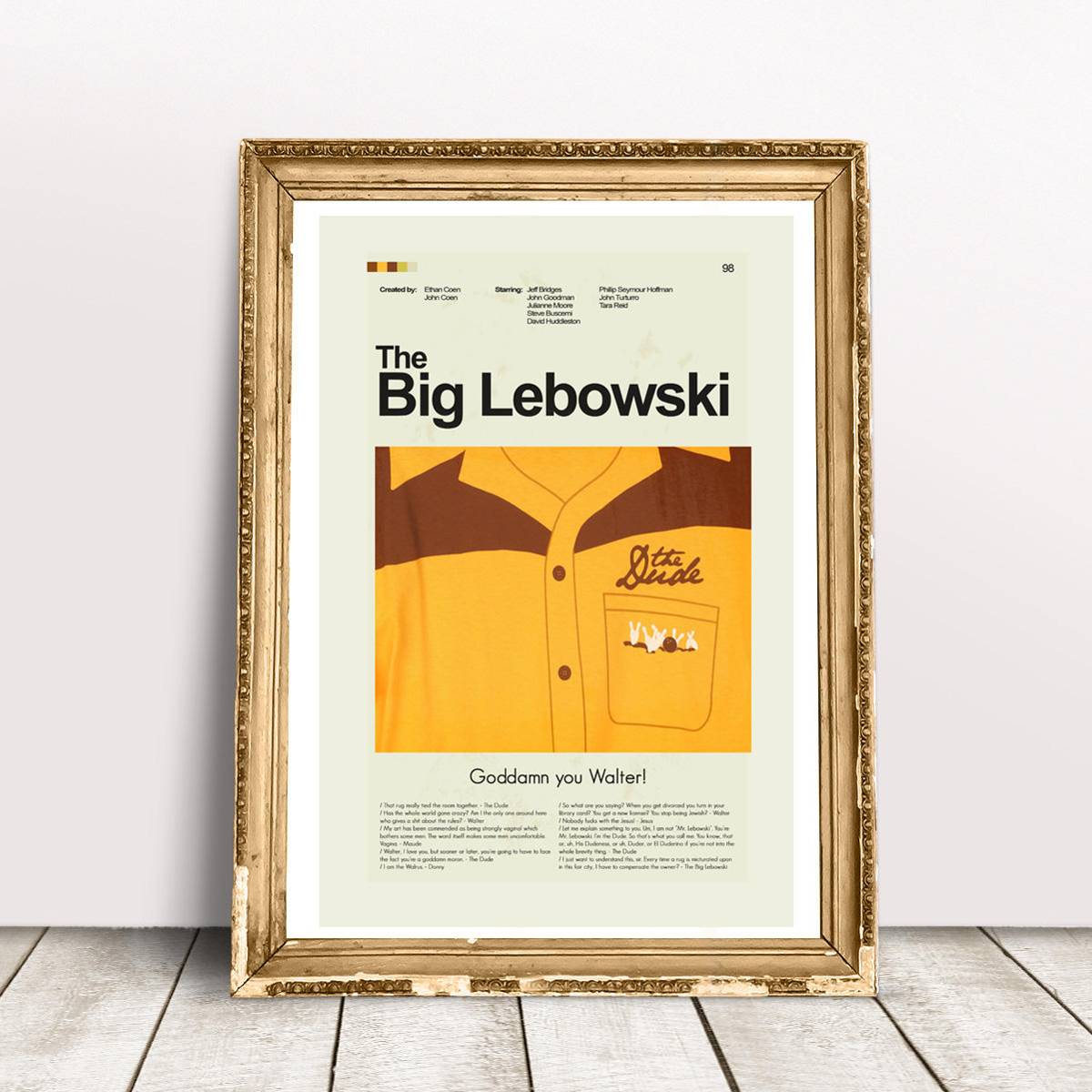 The Big Lebowski Mid-Century Modern Inspired Print - Poster | Canvas Wall Art Print