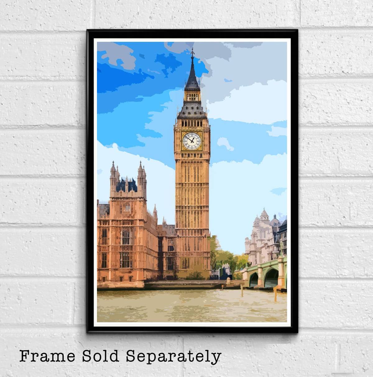 England Big Ben Illustration #4 - London Landmark British Monument Uk Travel - Poster | Canvas Wall Art Print