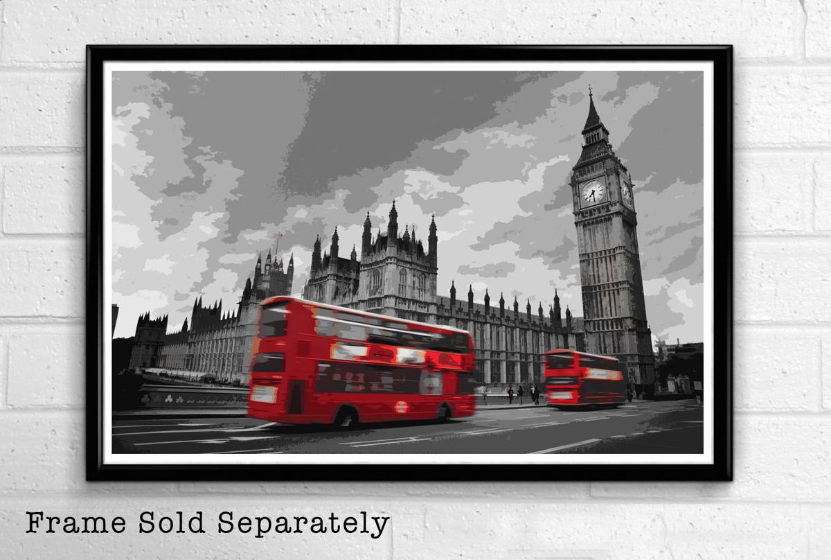 England Big Ben Illustration #3 - London Landmark British Monument Uk Travel - Poster | Canvas Wall Art Print