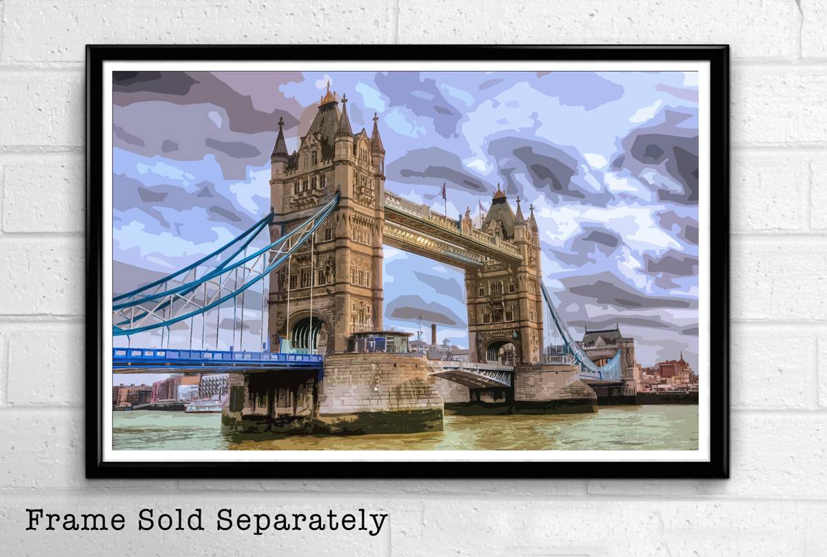 England Tower Bridge Illustration #1 - London Landmark British Monument Uk Travel - Poster | Canvas Wall Art Print