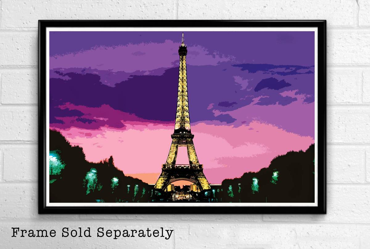 Eiffel Tower Night Illustration #2 - Paris France Landmark French Landmark Europe Travel - Poster | Canvas Wall Art Print