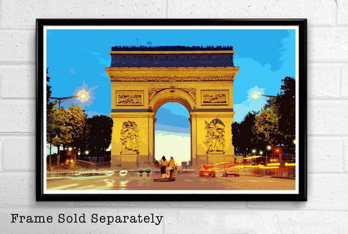 Arc De Triomphe Illustration #1 - Paris Landmark France Landmark Europe - Poster | Canvas Wall Art Print